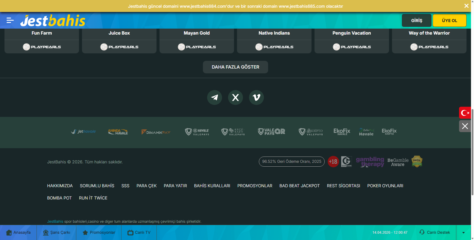 Jestbahis Casino Oyunları